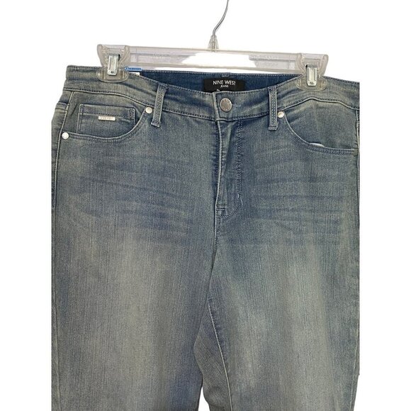 Nine West Gramercy Skinny Ankle Roll Cuff Soft Denim Blue Jeans Women's 10 NWT - Picture 2 of 13